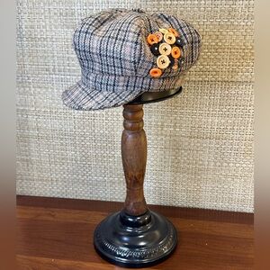 Classic Plaid Newsboy Cap with Button Accents Fantasia Accessories